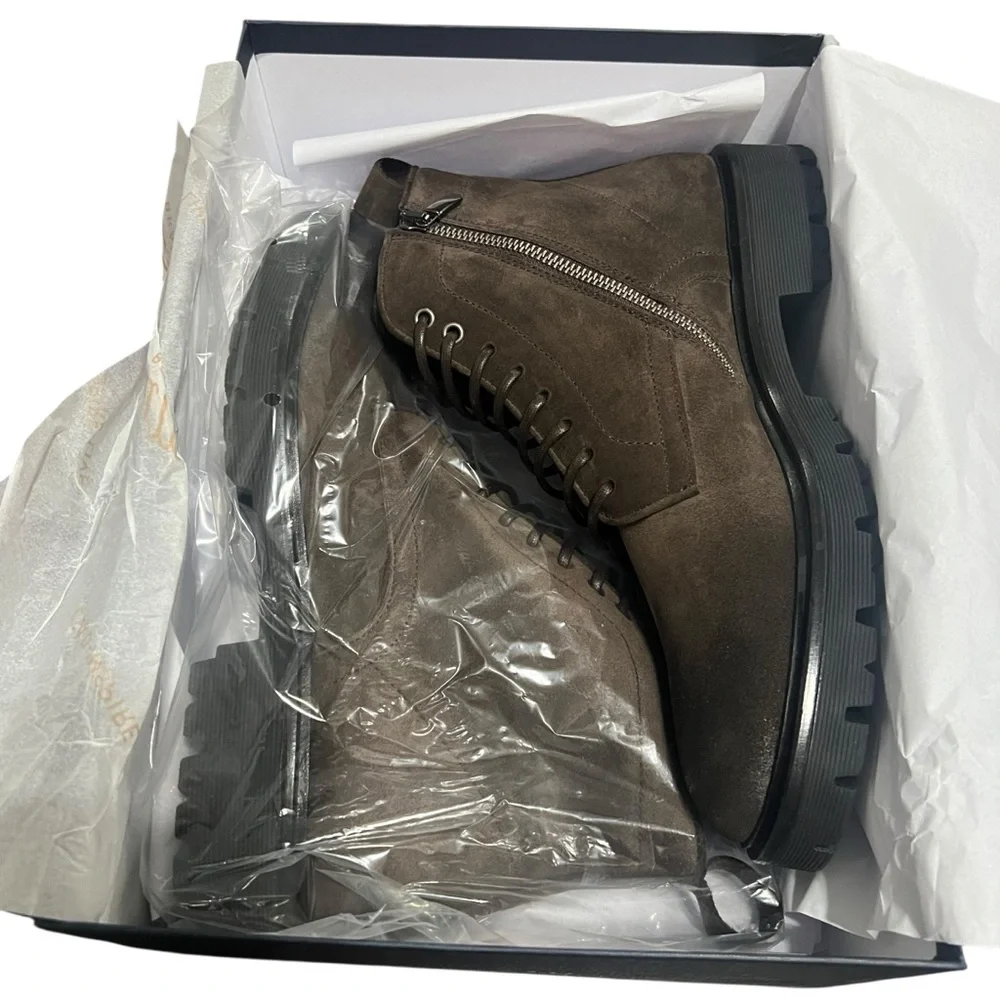 Good Man Brand Men’s Italian Leather‎ Lace/zip Up Modern City Boot Brown Size 10 - Picture 7 of 12